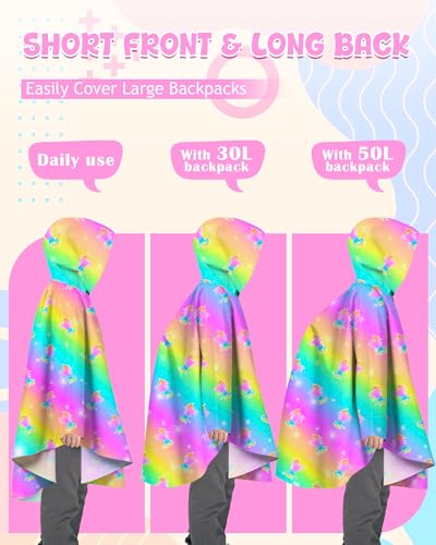 Image of OlyPegic Kids Rain Poncho with Hooded Reusable Waterproof Lightweight Ponchos Kids Boy Girl Raincoat Outwear