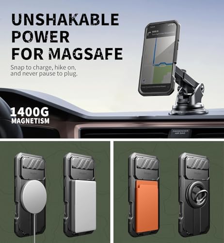 Image of Dexnor for iPhone 17 Air Case with Slide Camera Cover & Adjustable Kickstand & Privacy Screen Protector, Compatible Wireless Charging, Rugged Bumper Cases Heavy-Duty Magnetic Protective Cover,Black