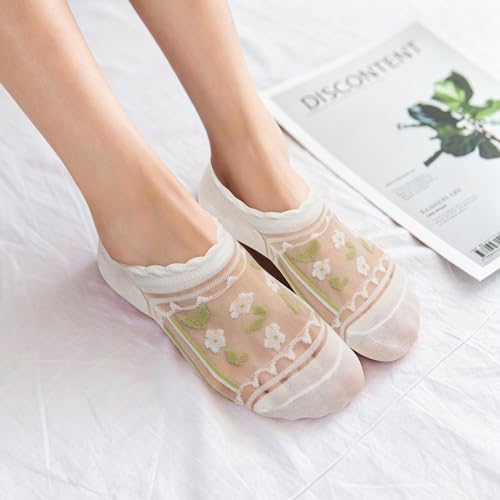 Image of Benefeet Sox Sheer No Show Socks for Women Girls Lace Mesh Low Cut Liner Socks Ultra Thin Nylon Invisible No See Footies Sock