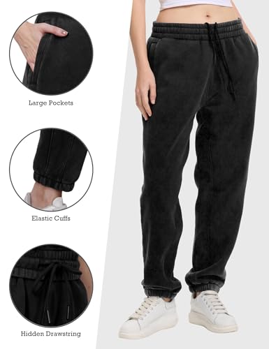 FAIABLE Heavyweight Fleece-Lined Joggers for Men, Winter Warm Washed Sweatpants Relaxed Fit Tapered Cuff & Drawstring Unisex3