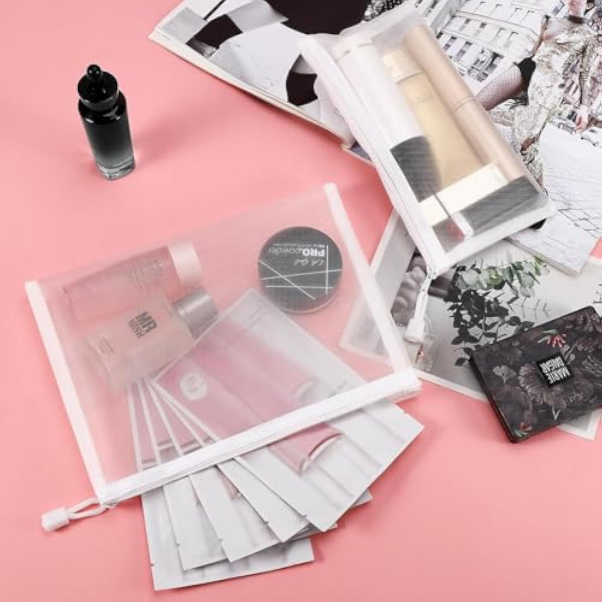 Transparent Plastic Zipper Pouch for Stationery & Cosmetics