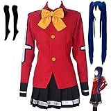 Tkieio Wendy Marvell Cosplay Costume Wendy Marvell Outfit Red Uniform Green Dress Halloween(Red-B,M)