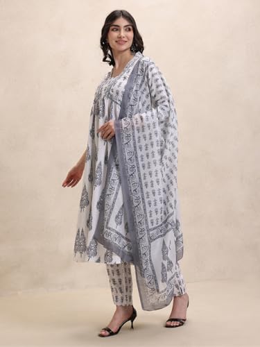 Image of Leriya Fashion Women's Rayon Printed Anarkali Kurta and Pant with Dupatta Set | 3-Piece Printed Anarkali Kurti Set | Ethnic Festive & Office Wear Suit for Women | Elegant Suit Set for Woman
