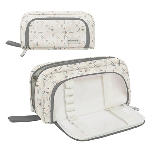 Image of Pencil Case for Teens Adults Girls, Large Capacity Pencil Pouch for Office College School, Multifunctional Portable Organizer for Cosmetics Stationery Supplies (Creamy Geometry)