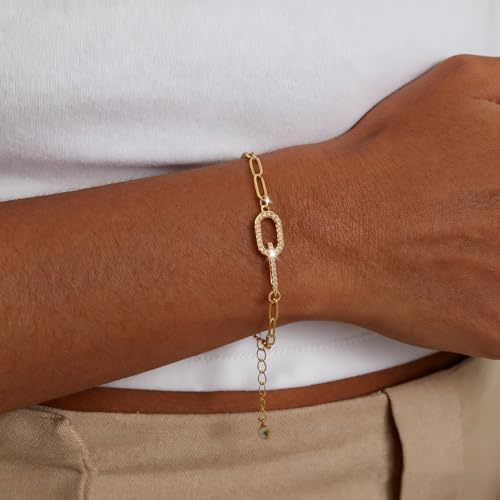 Moodear Dainty Gold Charm Bracelets for Women - Trendy Non Tarnish 14k Gold Plated/Silver Charms Bracelet Adjustable Chain Waterproof Jewelry3