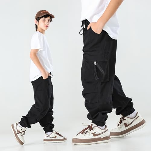 MINI PANDA Boys' Jogger Pants, Kids' Stretch Twill Casual Cargo Pants4