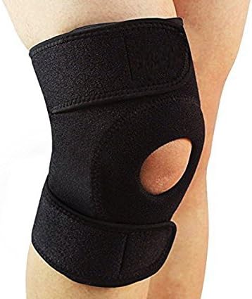 Knee Support Brace Adjustable Neoprene with Basic Open Patella Stabilizer Kneecap Support and Lateral Stabilizers for Workout, Arthritis, ACL, Meniscus, Running - One Size Fit All