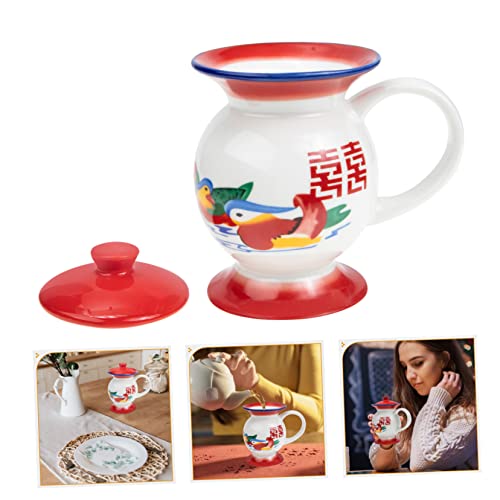 Tasse en céramique rétro avec couvercle pour thé