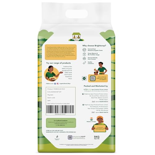Image of Brightcrop Regular Parboiled Rice | Usna Chawal | Ponni Rice (5Kg Pack)