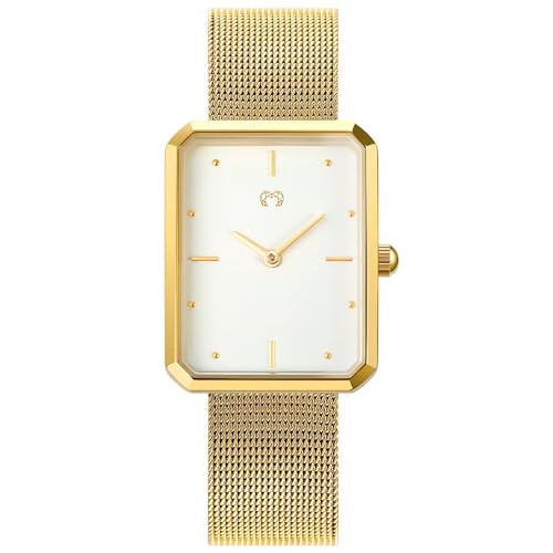 MARLION JEWELS Reloj analógico de Mujer diseño Rectangular, de Estilo Moderno, Resistente al Agua 3ATM. Baño en Plata y Oro. Maquinaria de Cuarzo Relojes de Mujer. (Dorado) MARLION JEWELS Reloj analógico de Mujer diseño Rectangular, de Estilo Moderno, Resistente al Agua 3ATM. Baño en Plata y Oro. Maquinaria de Cuarzo Relojes de Mujer. (Dorado)