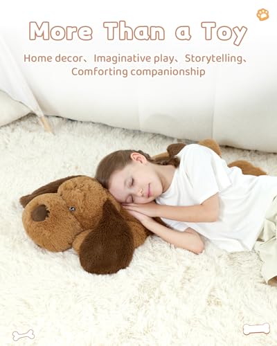 Image of MaoGoLan Giant Dog Plush,31 inches Large Stuffed Animal Dog,Chocolate Brown Fluffy and Cuddly Stuffed Puppy Stuffed Animal Throw Pillow Toy Gift for Puppy Lover,Girls,Kids