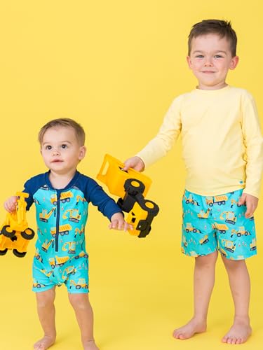 Image of RUGGEDBUTTS Baby /Toddler Boy Swimsuit, One Piece Zipper Rash Guard Sunsuit with UPF 50+ Sun Protection