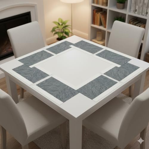 Image of YELONA Placemats Set of 8, Heat-Resistant Woven Vinyl Table Mats, Non-Slip & Washable Dining Tablemats for Kitchen & Dinner Decor, Anchor Grey (45cm x 30cm)