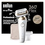 Braun Silk Epil 9 Flex Epilatore Elettrico Donna, Rasoio Elettrico Donna Con Testina Flessibile a 360° Per Epilazione Semplice, Wet & Dry, Pelle Liscia a Lungo, 9-041 3D, Bianco/Oro