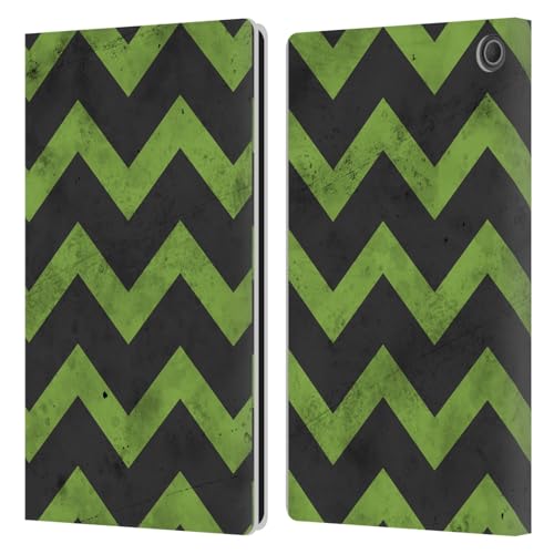 Étui Amazon Fire Max 11 PLdesign portefeuille en cuir au motif géométrique rétro vert et gris