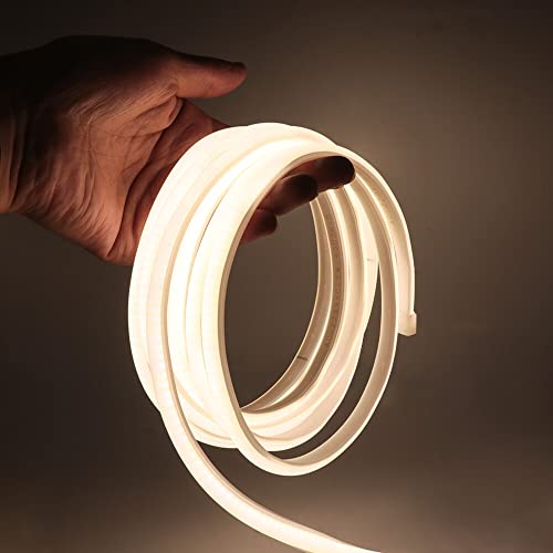 GQL Flexible COB Neon Light Strip, 220V LED Strip 288 LEDs/m, Cut to 50cm, IP65 Waterproof Modified Silica Gel Rope Light with UK Plug Power Supply (2m, Natural White)