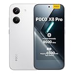 POCO X8 Pro, Smartphone 8+256 GB, Flagship Dimensity 8500-Ultra, 6500mAh (typ) battery, ultra-bright AMOLED display, 50MP Sony IMX882 with OIS, White, 1 year extra warranty, Charger Not Included