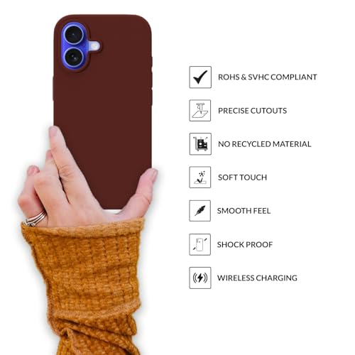 Image of SPRIG Compatible with iPhone 16 Premium SilkMag (Liquid Silicone Magnetic) Back Cover Drop Tested Shock Proof Mobile Case for Men, Women, Boys and Girls with Camera Protection (Dark Brown)