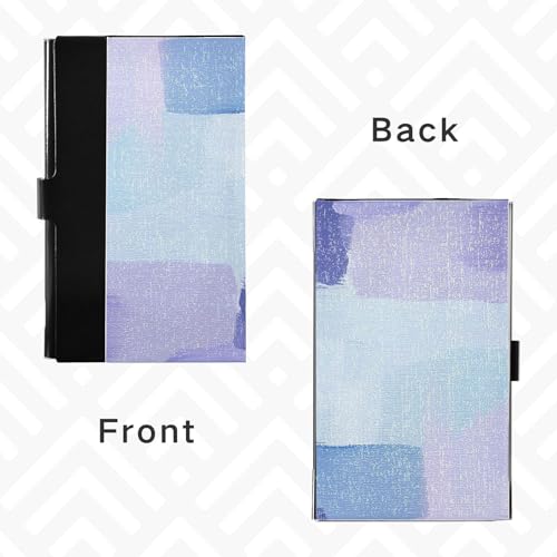 KLL Blue and Purple Color Blocking Ultra-Thin Business Card Holder with Leather and Stainless Steel Cards Holder for Protects Your Cards tarjetero para Hombre4