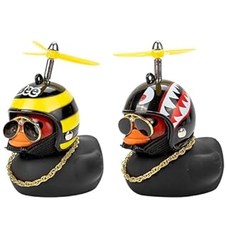 2 PCS Car Dashboard Accessories Car Accessories Car Duck Decoration Dashboard Car Decorations Duck Car Ornaments with Propeller Helmet Car Dashboard Figurines & Idols