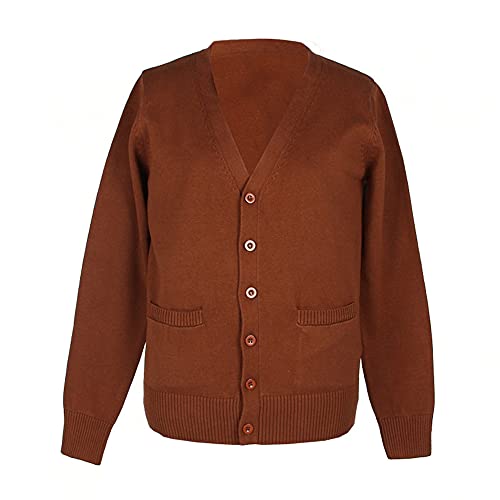 Image of Blostirno Women's Cardigan School Uniform Sweater Cardigans V-Neck Long Sleeve Button Down Knit with Pockets