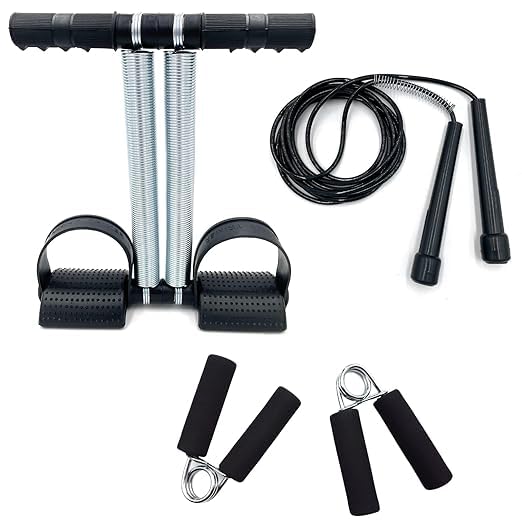Sixteen Gym Equipment Home Workouts Combo Set for Men Women Full Body Exercise Kit – Pack of 3 (Tummy Trimmer, Skipping Rope, and Hand Gripper) (B0CR447W8W) Amazon Price History, Amazon Price Tracker