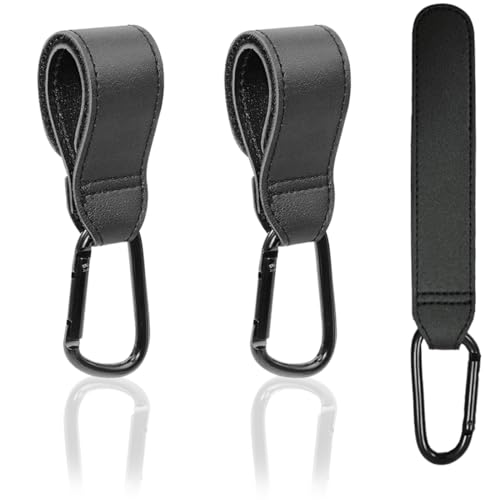 NJCXOLA 2 Piezas Carro Bebe Enganche Carro Silla Bebe Mosqueton Colgador Universales Accesorio Bebe Colgadores Adecuado Para Viajes Salidas Cochecitos (Negro)