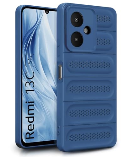 Image of WOW IMAGINE Ultimate Silicone Back Cover Case for Mi Redmi 13C 5G | Redmi 13C 4G | Poco M6 5G | Poco C65 | Heat Dissipation Soft TPU | 360 Camera Protection | Breathable Cooling Holes - Deep Blue