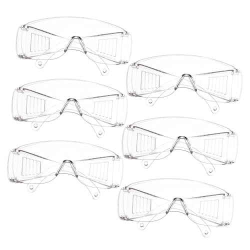 PRETYZOOM 6-pack Ventilated Protective Eyeglasses for Laboratory Use Safety Glasses Side Shields Unisex Costume Eyewear for Eye Protection