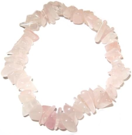 Pink Rose Quartz Crystal Chip Elasticated Bracelet