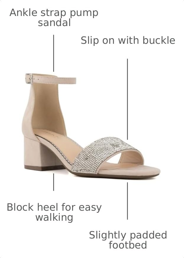 Image of LONDON FOG Women's Nikki Low Two Piece Block Heel Dress Shoe Ladies Ankle Strap Pump Sandal