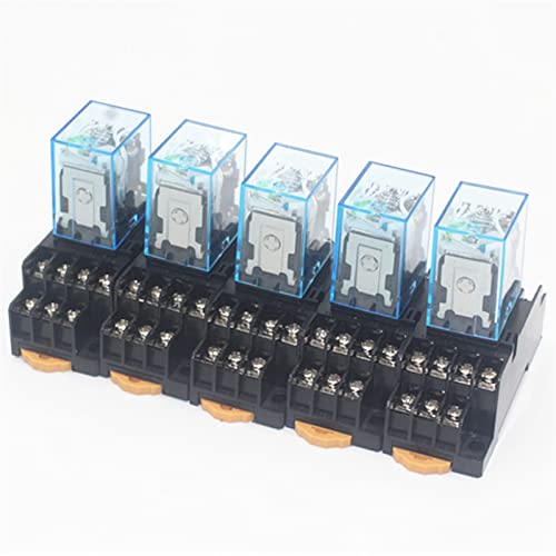 Relais électromagnétique transparent MY4NJ 4RT avec socle rail DIN 5A