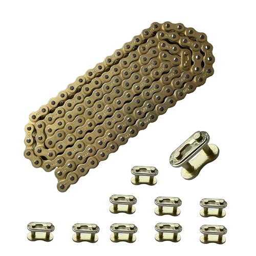 Image of 420 Motorcycle Chain Gold 132 Link | Standard Roller Chain with 10 Connecting Master Link for 100cc 110cc 125cc Dirt Pit Bike ATV Quad Go Kart Mini Bike Scooter