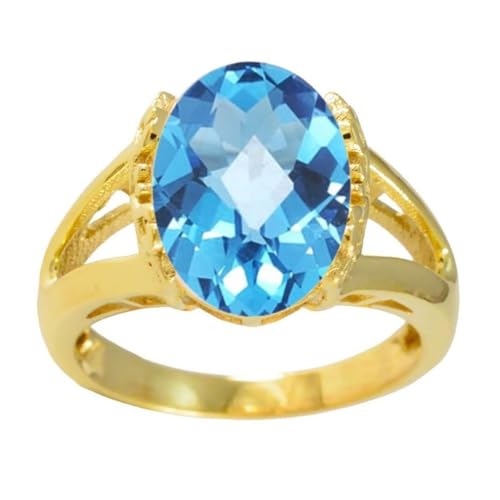 Image of 55Carat Choose Your Color Genuine Stone Ring 18K Gold Plated Oval Handmade Jewellery for Gift Sizes 4-13