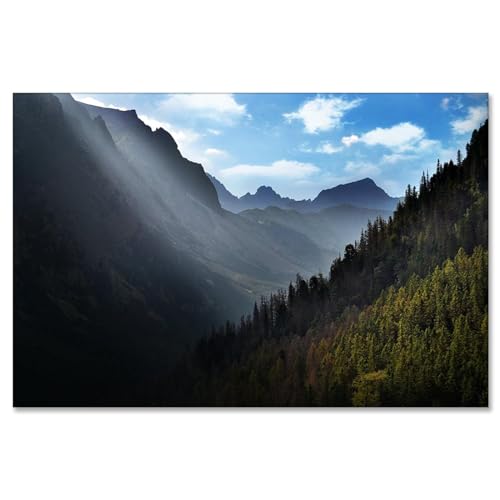 Tableau décoration murale vallée forêt montagne automne 40x60