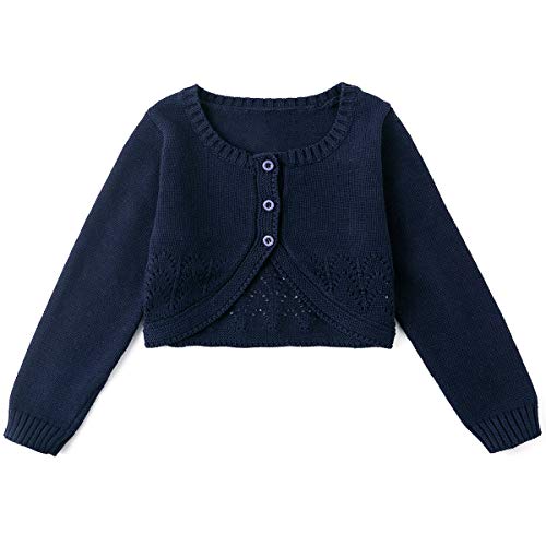 Simplee kids Baby Girl Cardigan Long Sleeve Cotton Sweater Wedding Party Shrug for Spring for 18-24 Months D-Navy