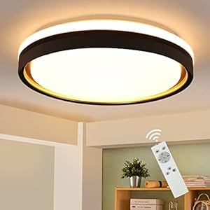ZMH LED Ceiling Light Dimmable Ceiling Lamp Living Room Diameter 30 cm Round Bedroom Lamp Ceiling with Remote Control 18 W Living Room Lamp Modern Black Gold for Bedroom Kitchen Hallway Children’s Room