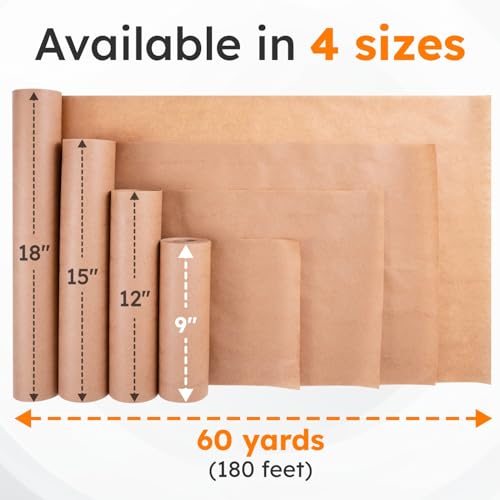 Image of 9 inch x 60 Yards (180 feet) Masking Paper Roll (Pack of 12) - Made in USA General Purpose Kraft Masking Paper for Painting - Painters' Protection from Splatter and Overspray