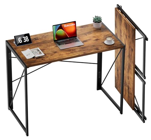 Coavas Small Folding Desk 31.5 inch Foldable Computer Desks, Spaces Saving Writing Table for Bedroom, Home Office, Dorm, Apartment, Kids, Slippy Vintage Brown