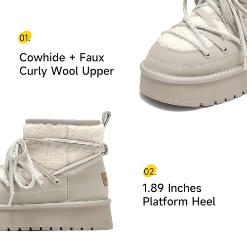 BEAU TODAY Snow Boots for Women, Platform Anti-Slip Winter Booties, Warm Fur Lace Up Round Toe Ankle Boots for Women, Comfort Faux Fur Outdoor Walking Boots4