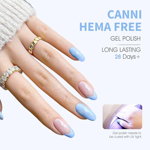 Image of CANNI Baby Blue Gel Nail Polish, 1Pcs Light Blue Gel Polish Pastel Blue Color Nail Polish Gel High Gloss Soak Off U V Gel Nail French Nail Manicure Salon DIY