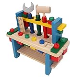 KIMISS Juego de Mesa de Herramientas de Bricolaje de bebé: Juguete de Ensamblaje ENAL Temprano con Destornillador, Martillo, Llave y Placa de Escala para 3+ - Diseño Seguro de Madera para la