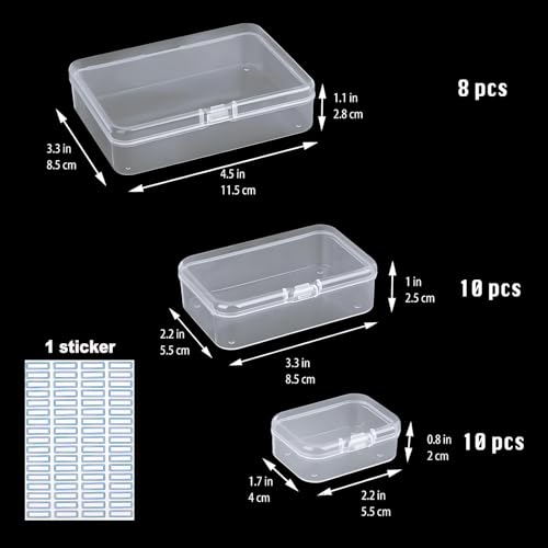 Image of Bead Organizers and Storage-28 Pcs Small Plastic Boxes,Mini Clear Plastic Storage Boxes with Lids,for Jewelry Making Organizer,Containers Hair Accessories, Earrings,Crafts,Sewing Supplies Bead Storage