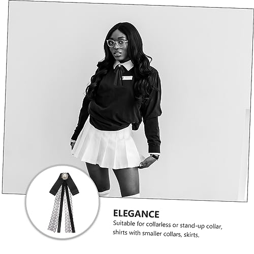 SAFIGLE Black Pre Tied Bow Tie with Elegant Ribbon Design for Women Chic Bowknot Accessory for Collarless Shirts Skirts and Special Occasions Unique present for2