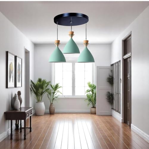Image of Modern Aqua Blue Dome Hanging Pendant Light for Ceiling, Aluminium, Antique Decor, E-27 Holder, (Bulb is not Included) 3 Light Cluster Set