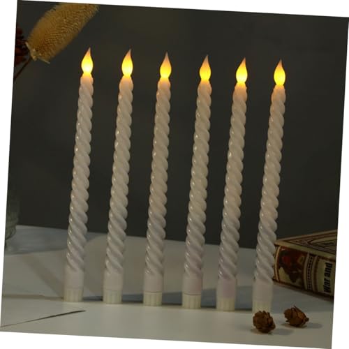 Velas LED cónicas sin llama que evitan manchas de cera en banquetes y hogar 6
