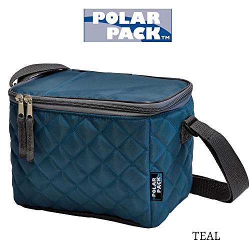 POLAR PACK Quilted 6 Can Cooler Handle Carry Cooler Bag Soft Portable Insulated Picnic Bag Outdoor Indoor Travel Lunch Box for Events Camping Hiking School Travel & Sports