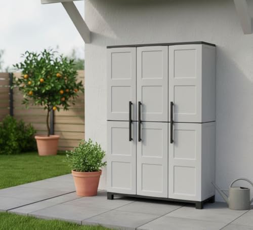 Dmora - Armadio da esterno Nandrin, Mobile porta scope, Armadietto