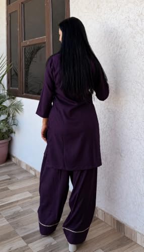 Image of Women's Rayon Farshi Salwar Suit with Palazzo Set 3 /4 Sleeves Plain Kurti for Women and Girls