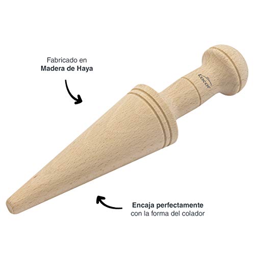 Colador chino de varilla Lacor 60300 en acero inoxidable con maza de madera natural 7